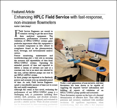 Enhancing HPLC Field Service with fast-response, non-invasive flowmeters